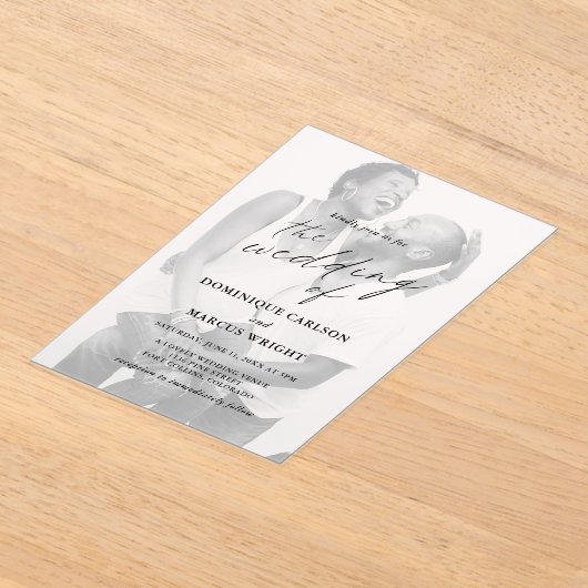 Elegant Calligraphy Photo Modern Wedding Acryleinladungen (Ablage )