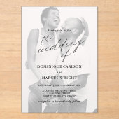 Elegant Calligraphy Photo Modern Wedding Acryleinladungen (Vorderseite)