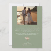 Elegant Calligraphy Photo Wedding Sage Color Dankeskarte (Rückseite)