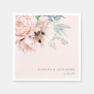 Elegant Calligraphy Pink Floral Serviette