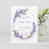 Elegant Calligraphy Purple Lavender Floral Wedding Einladung (Stehend Vorderseite)