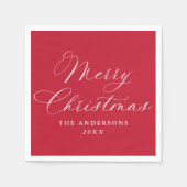Elegant Calligraphy Red Merry Christmas Serviette (Vorderseite)