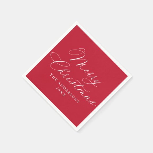 Elegant Calligraphy Red Merry Christmas Serviette (Ecke)