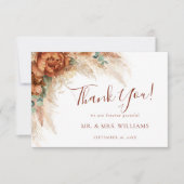 Elegant Calligraphy Romantic Floral Boho Wedding Dankeskarte (Vorderseite)