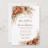 Elegant Calligraphy Romantic Floral Boho Wedding Einladung (Vorderseite)