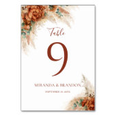 Elegant Calligraphy Romantic Floral Boho Wedding Tischnummer (Rückseite)