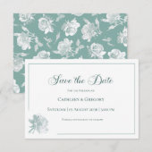 Elegant Calligraphy Sage Green Floral Wedding Save The Date (Vorne/Hinten)
