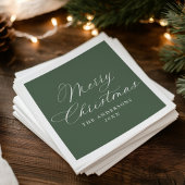 Elegant Calligraphy Sage Green Merry Christmas Serviette