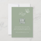 Elegant Calligraphy Sage Green Wedding QR Code RSVP Karte (Vorderseite)