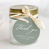 Elegant Calligraphy Sage Green Wedding Vielen Dank Geschenkanhänger