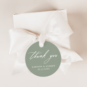 Elegant Calligraphy Sage Green Wedding Vielen Dank Geschenkanhänger