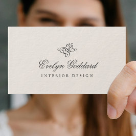 Elegant Calligraphy Script dick Luxury Ecru Gray Visitenkarte