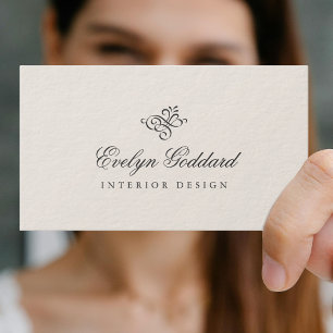 Elegant Calligraphy Script dick Luxury Ecru Gray Visitenkarte