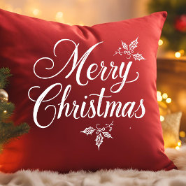 Elegant Calligraphy Script Frohe Weihnachten Kissen