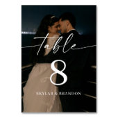 Elegant Calligraphy Script Modern Photo Wedding Tischnummer (Rückseite)