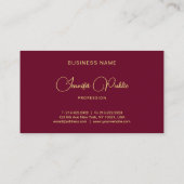 Elegant Calligraphy Script Name Gold Text Ruby Red Visitenkarte (Rückseite)