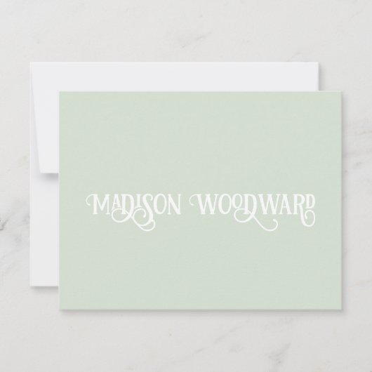 Elegant Calligraphy Script Pastel Green Mitteilungskarte (Vorderseite)