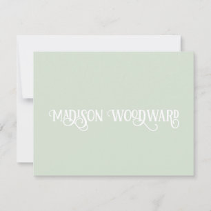 Elegant Calligraphy Script Pastel Green Mitteilungskarte