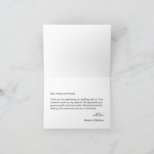 Elegant Calligraphy Script Photo Wedding Dankeskarte (Innenseite)