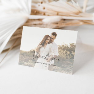Elegant Calligraphy Script Wedding Foto Thank You Dankeskarte