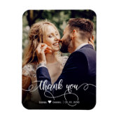 Elegant Calligraphy Script Wedding Foto Thank You Magnet (Vertikal)