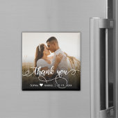 Elegant Calligraphy Script Wedding Foto Thank You Magnet
