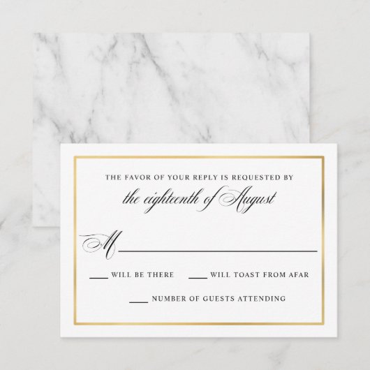 Elegant Calligraphy Script Wedding RSVP Karte (Vorne/Hinten)