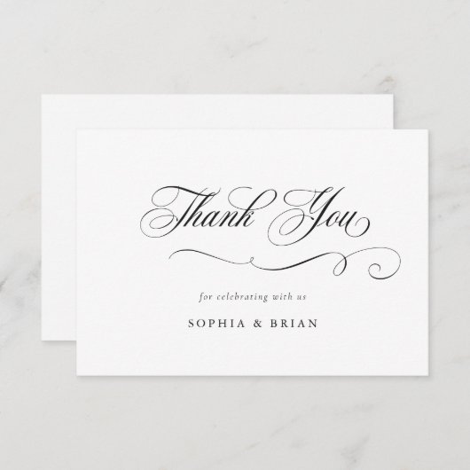 Elegant Calligraphy Script Wedding Vielen Dank Einladung (Vorne/Hinten)