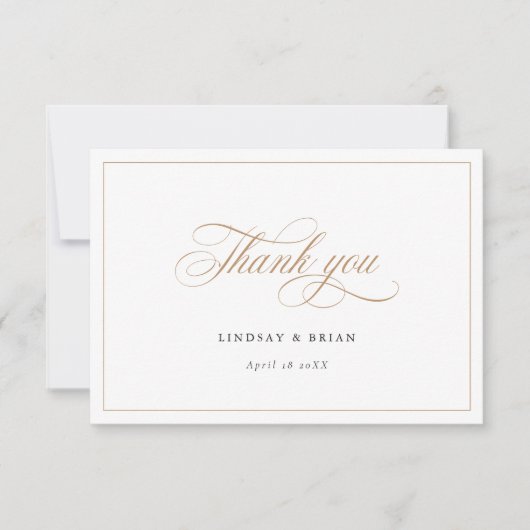 Elegant Calligraphy Script Wedding Vielen Dank Einladung (Vorderseite)