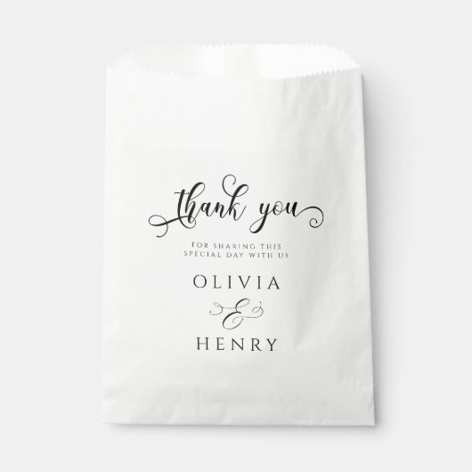 Elegant Calligraphy Script Wedding Vielen Dank Geschenktütchen (Vorderseite)