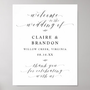 Elegant Calligraphy Script Wedding Welcome Sign Poster