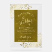 Elegant Calligraphy Stylish Gold Wedding Welcome Acrylschild (Vorderseite)