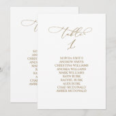 Elegant Calligraphy Table Number 1 Seating Chart Einladung (Vorne/Hinten)