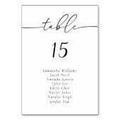 Elegant Calligraphy Tischnummer Guest Names (Rückseite)