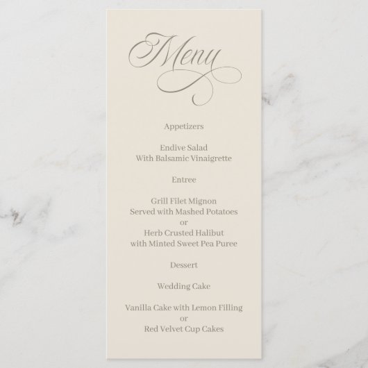 Elegant Calligraphy Tuscan Villa Menu Menükarte (Vorderseite)