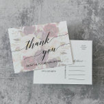 Elegant Calligraphy | Verblasst floral Vielen Dank Postkarte<br><div class="desc">Diese elegante Kalligraphie verblasst floral danke Postcard ist perfekt für eine Hochzeit im Herbst. Das Design besticht durch eine romantische und skurrile Typografie, die über einem herrlichen Blumenstrauß mit rosa, marsala und bordeauxfarbenen Blume thront. Personalisieren Sie die Kartenvorderseite mit einer kurzen Nachricht. Personalisieren Sie den Rücken mit einer längeren Danksagung...</div>