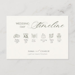 Elegant Calligraphy  Wedding Day Timeline Begleitkarte