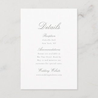 Elegant Calligraphy Wedding Details Card Begleitkarte