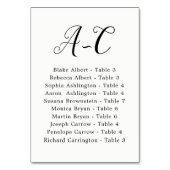 Elegant Calligraphy Wedding Gast by Last Name Tischnummer (Rückseite)