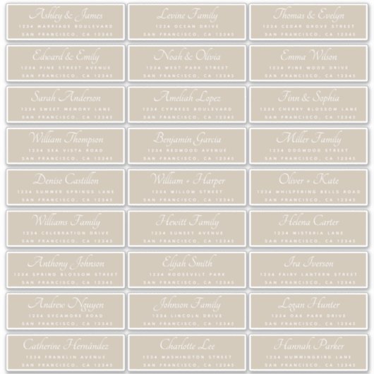 Elegant Calligraphy Wedding Guest Address Labels (Vorderseite)