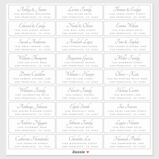 Elegant Calligraphy Wedding Guest Address Labels (Blatt)