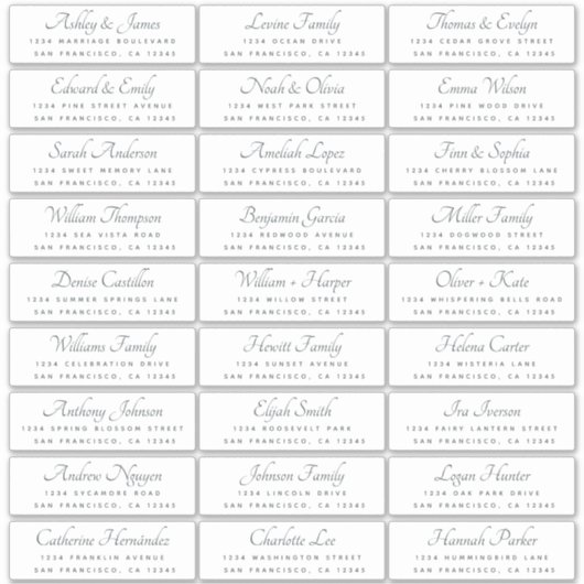Elegant Calligraphy Wedding Guest Address Labels (Vorderseite)