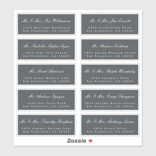Elegant Calligraphy Wedding Guest Address Labels (Blatt)