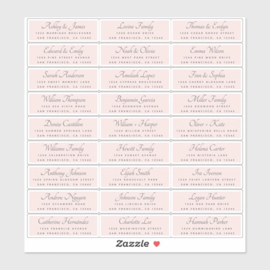 Elegant Calligraphy Wedding Guest Address Labels (Blatt)