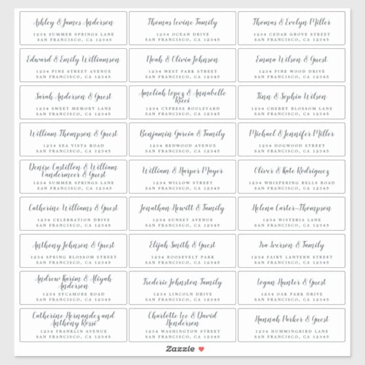 Elegant Calligraphy Wedding Guest Address Labels (Blatt)