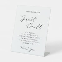 Elegant Calligraphy Wedding Guest Quilt Pedestal