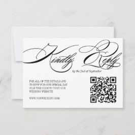 Elegant Calligraphy Wedding QR Code RSVP card