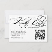 Elegant Calligraphy Wedding QR Code RSVP card Karte (Vorderseite)