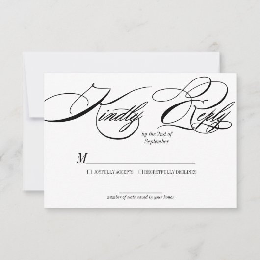 Elegant Calligraphy Wedding RSVP card Karte (Vorderseite)