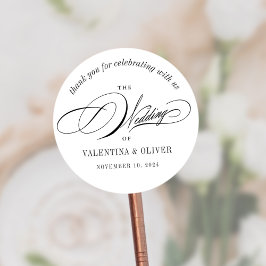Elegant Calligraphy Wedding Runder Aufkleber